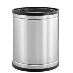 CESTO PAPELERO ACERO INOX. CON ARO Y FONDO PVC